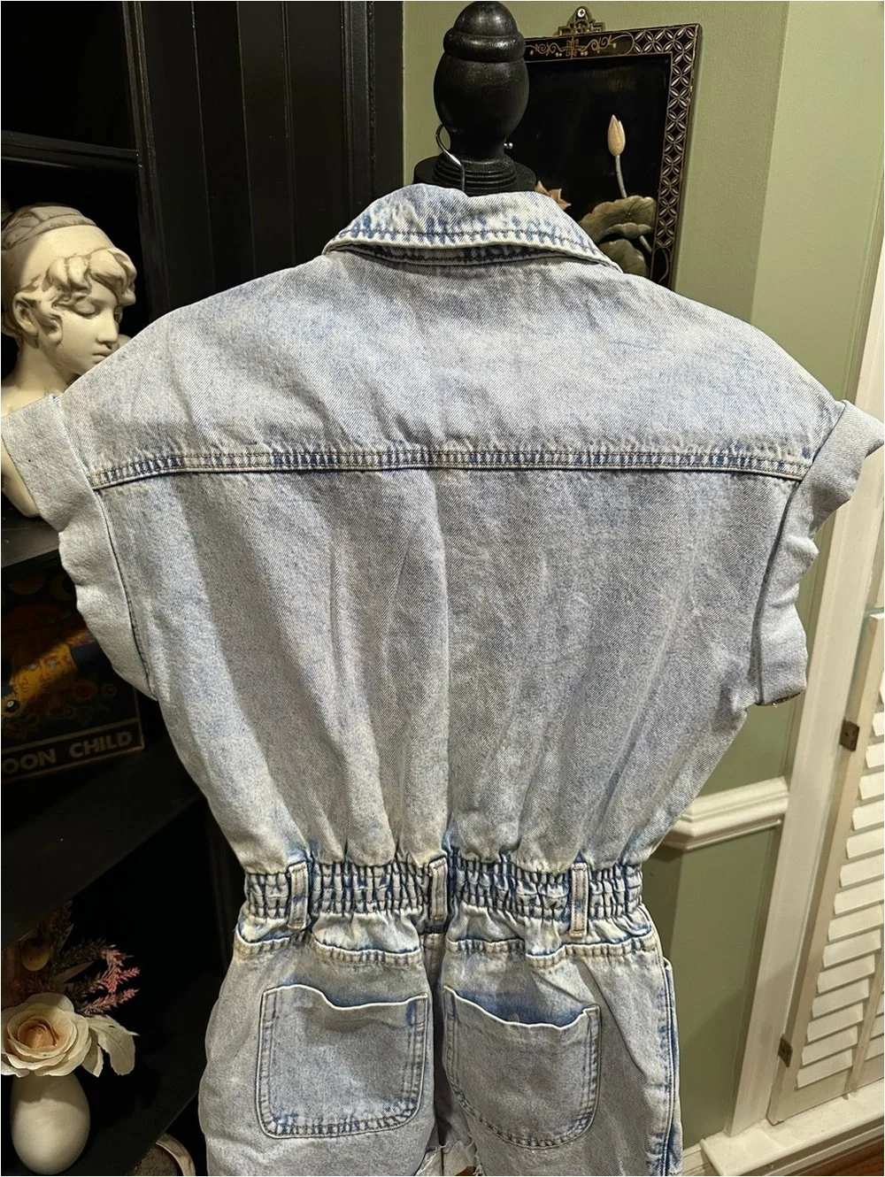 ZARA Light Blue Acid‑Wash Denim Romper – Size XS (Fits Small)